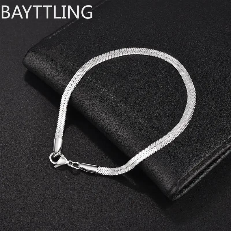New 925 sterling silver 4MM Snake Chain Bracelet For Women Men Classic Gold Charm Bracelets Jewellery Wholesale Dropshipping