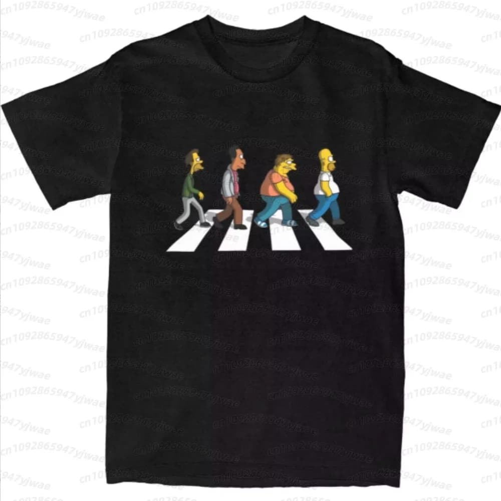 T-shirt da uomo 2026 Simpsons Dad Sidewalk a maniche corte, design estetico grafico, casual, streetwear, alla moda, regalo, top da uomo