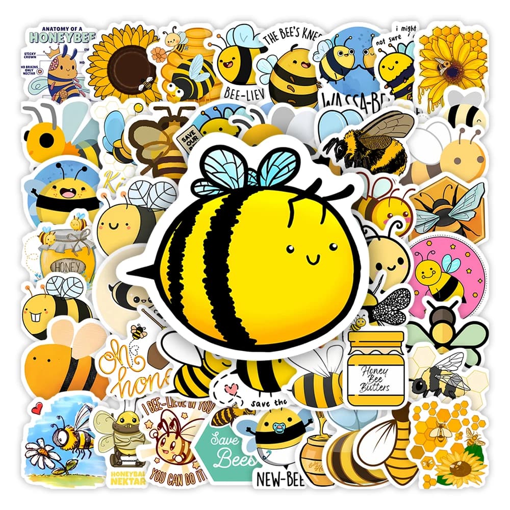 Simpatico cartone animato ape da miele adesivi insetti fai da te giocattoli per bambini decalcomania decorativa per scrapbook laptop telefono bagagli bottiglie impermeabili