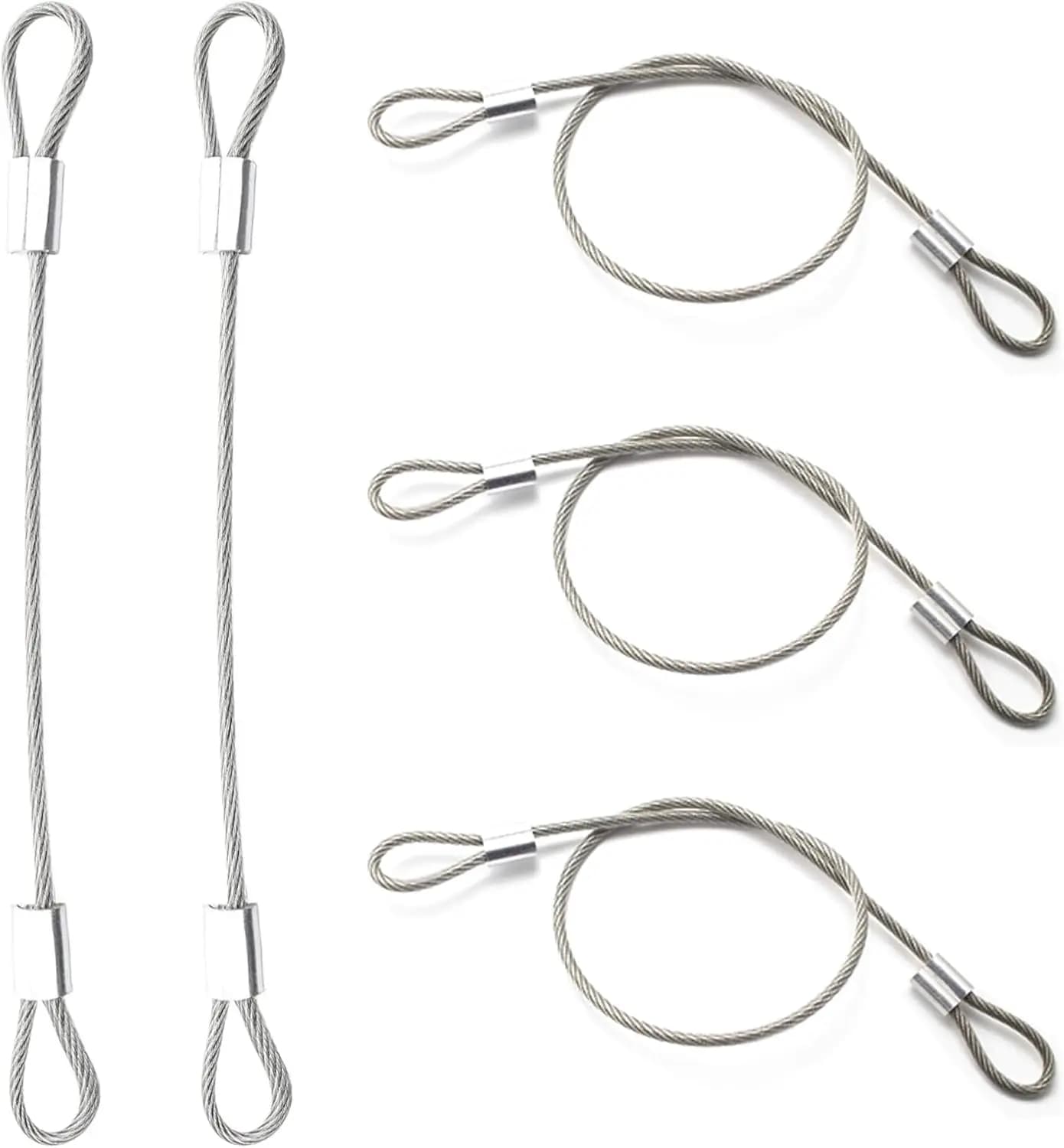 Stainless Steel Cable with Loops, Vinyl Coated Wire Rope Lanyard for Outdoor Gates, Stage Lighting, Luggage Lock - 2mm x 12in