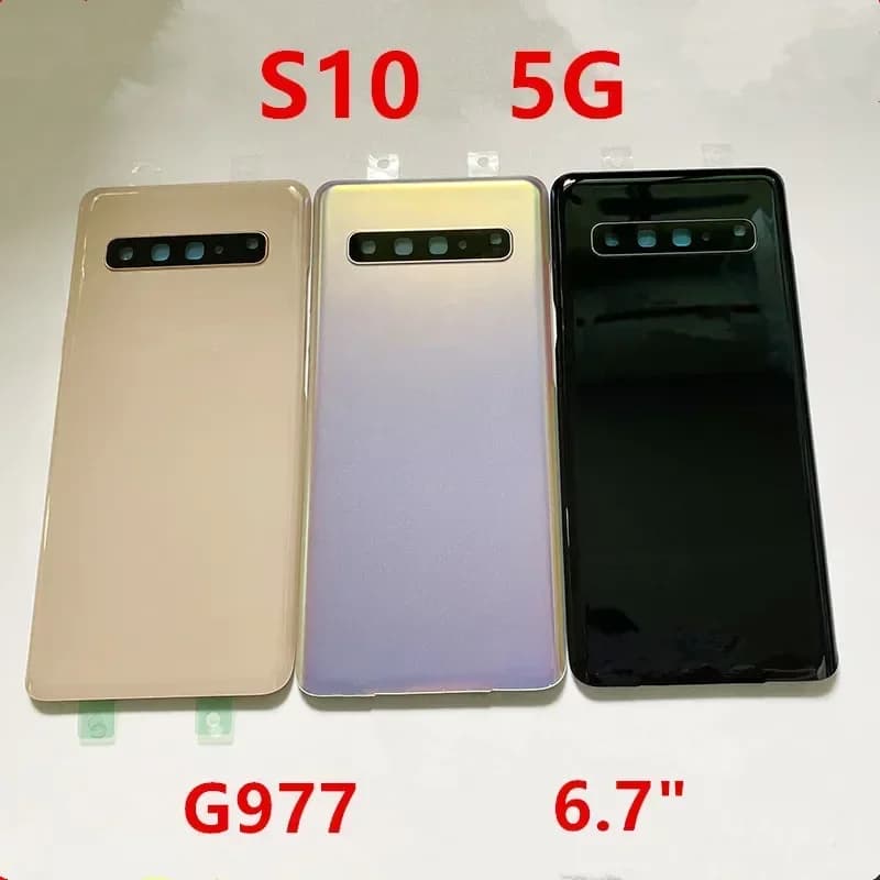S10 5G Housing For Samsung Galaxy S10 5G G977 6.7" Glass Battery Back Cover Repair Replace Door Rear Case + Camera Lens