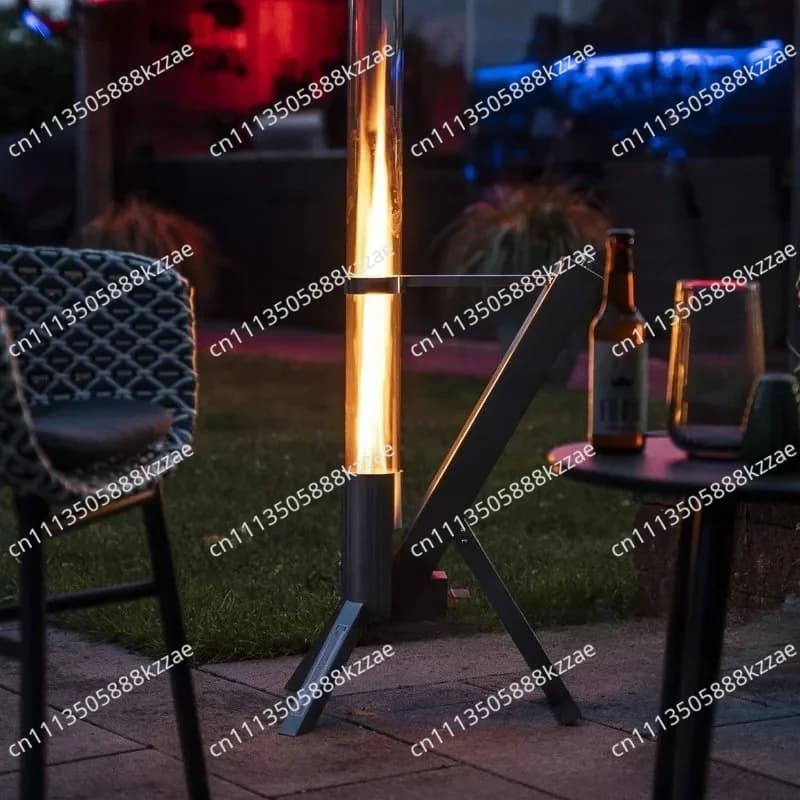 Home Heating Rocket Stove, Portable Outdoor Glass Fireplaces for Camping, Stainless Steel Particle Stove Efficient Heating