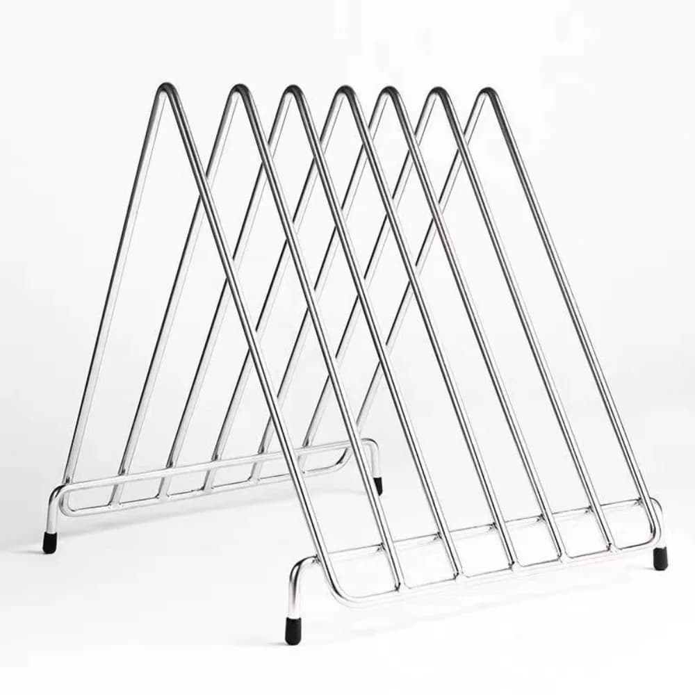 Nuovo scaffale per tagliere in acciaio inossidabile 6 griglie Supporto di drenaggio resistente all'usura Scaffale di stoccaggio antiscivolo a prova di ruggine