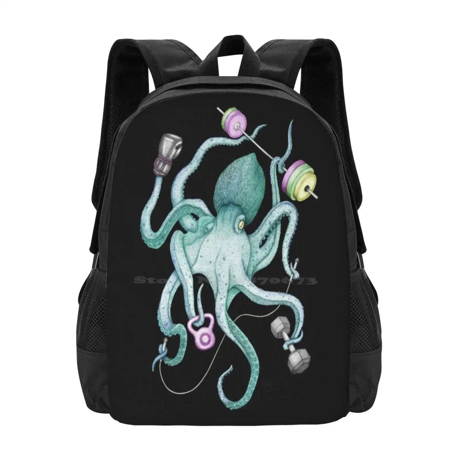 Octomus-Jade School Bags Laptop Travel Backpack Pesi Lifting Pulpo Boxing Training Jumping Kettlebell
