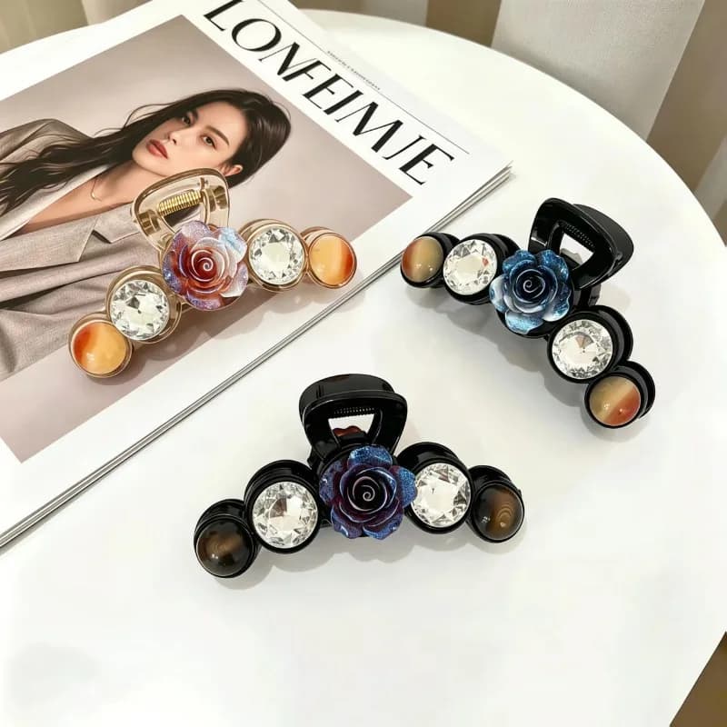 Molletta per capelli a forma di camelia e rosa, clip a squalo per grandi volumi di capelli, primavera ed estate