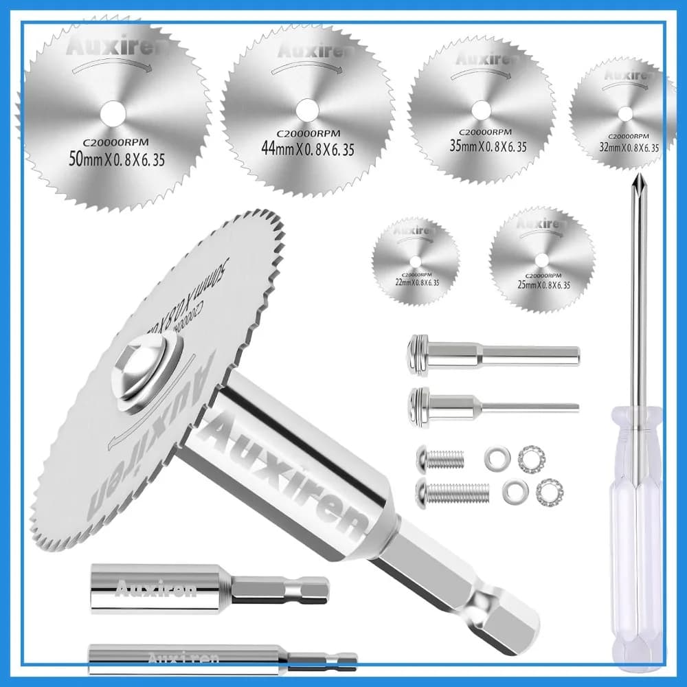 Set di 11 Lame Circolari per Trapano Rotativo, Mini Lame Circolari con Attacco Esagonale e Rotondo, Dischi da Taglio HSS per Utensili Rotanti