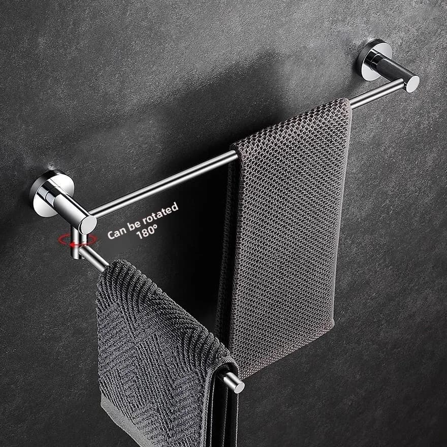 Stainless Steel Rotating No Drill Towel Bar Wall Mounted Bathroom Rack Left Right Or Dual Layouts In Cm To Sizes