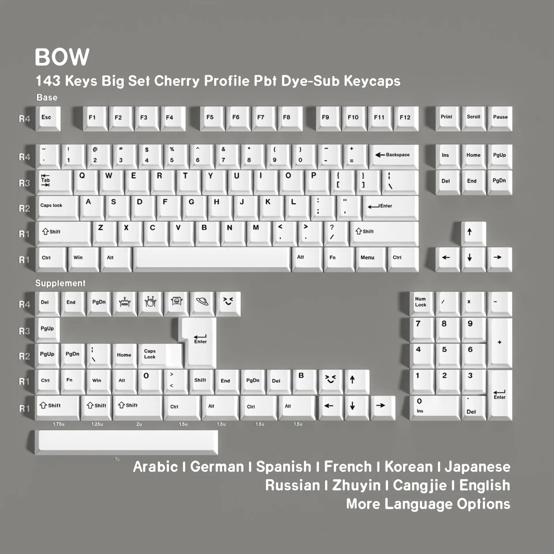 Tastiera meccanica GMK BOW con keycap in russo, spagnolo, francese, Abnt2, giapponese, inglese, coreano, tedesco, arabo, profilo Cherry, keycap in PBT, ISO