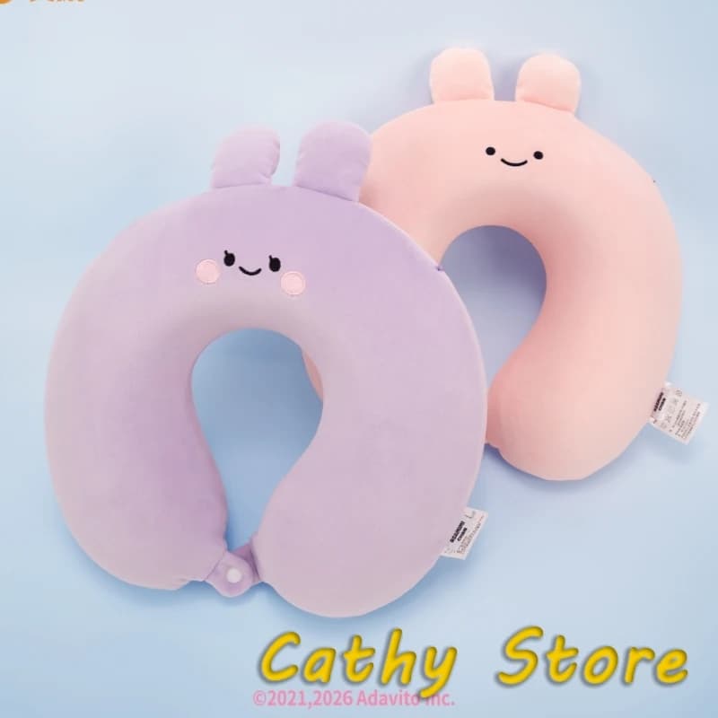Cuscino da Viaggio Ufficiale Asamimichan a Forma di U, Simpatico Coniglio in Memory Foam, Supporto per il Collo Portatile, per Auto, Ufficio, Riposini, Regalo