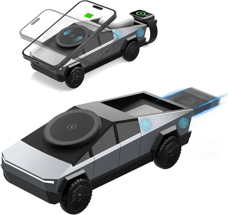 Wireless Charge Station with Car Model Design 1:25 Scale Fast Charging Station for iPhone 17 iWatch AirPod Rotating with Light