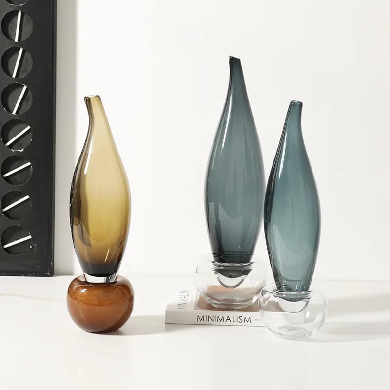 Vaso in vetro fatto a mano, stile moderno e lussuoso, per decorazioni di alta gamma per ville, ristoranti e cantinette del vino.