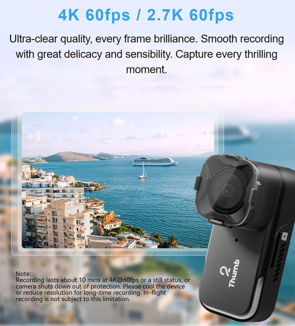 Nuova versione RunCam Thumb 2 4K 2.7K HD Telecamera di registrazione Bulit-in Gyro 27g Piccola luce FPV fotocamera per FPV Racing Drone