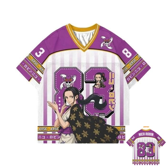 83 Jersey One Piece Nico Robin Anime Stile coreano Kpop Baseball Hockey T-shirt Moda Streetwear Anime Quotidiano Unisex Top Tees