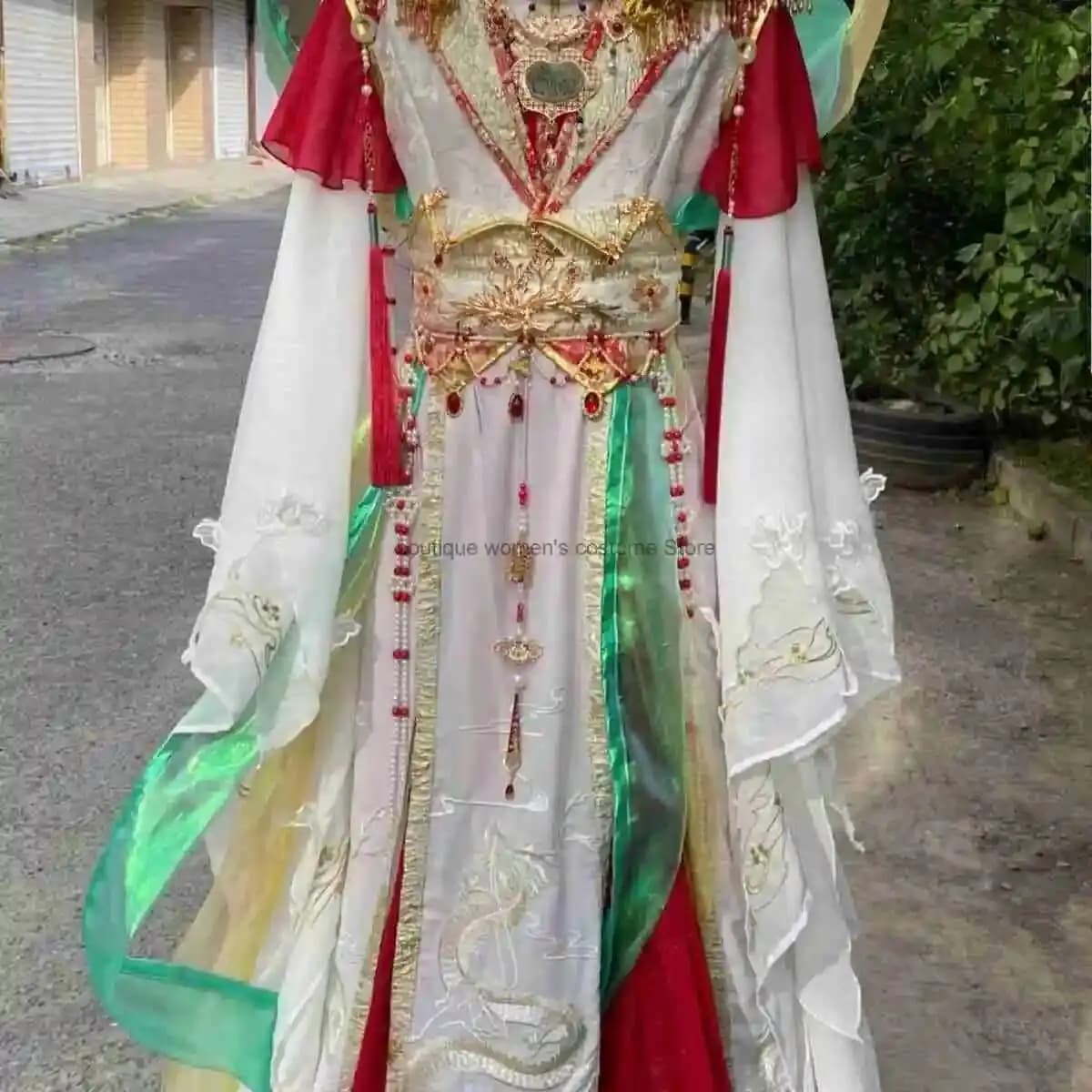 Lanxi: One Flower One Sword Versione 2.0 Costume Cosplay del Principe Divino della Guerra Yue Shen Xie Lian con Corona di Fiori