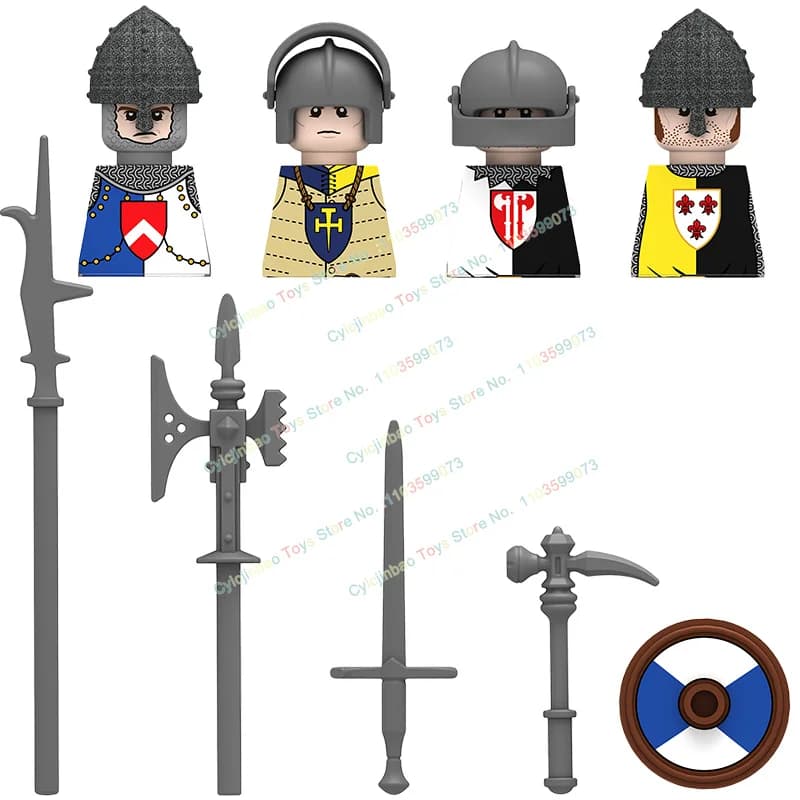 Regno unito Rose War Knight Soldier Building Blocks mattoni Action Figures accessori Head arma Kid Toys N301-304