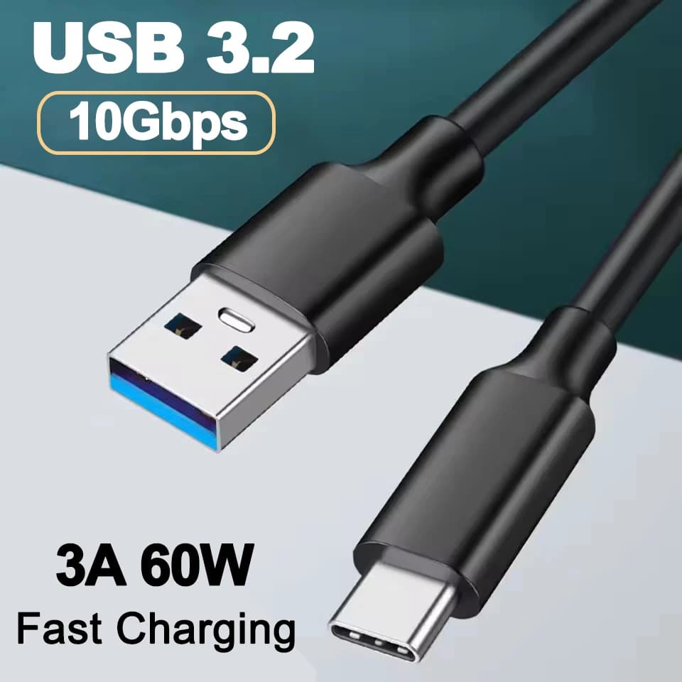 Cavo USB 3.2 10Gbps Tipo C per iPhone 17 16 15 Pro Xiaomi Samsung 3A 60W Cavo dati di ricarica rapida Cavo disco rigido SSD da USB A a C