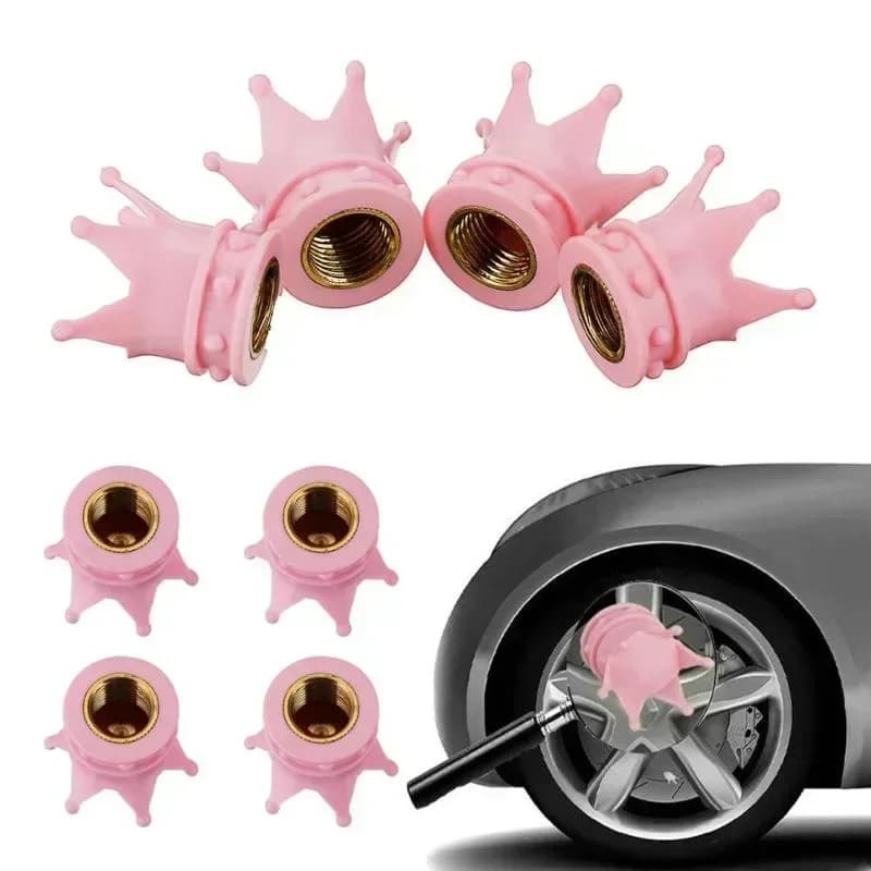 4 pcs universal crown wheel nuts for auto stop pneumatic valve hoop covers airdust stem waterproof for auto motorcycle accessories bling