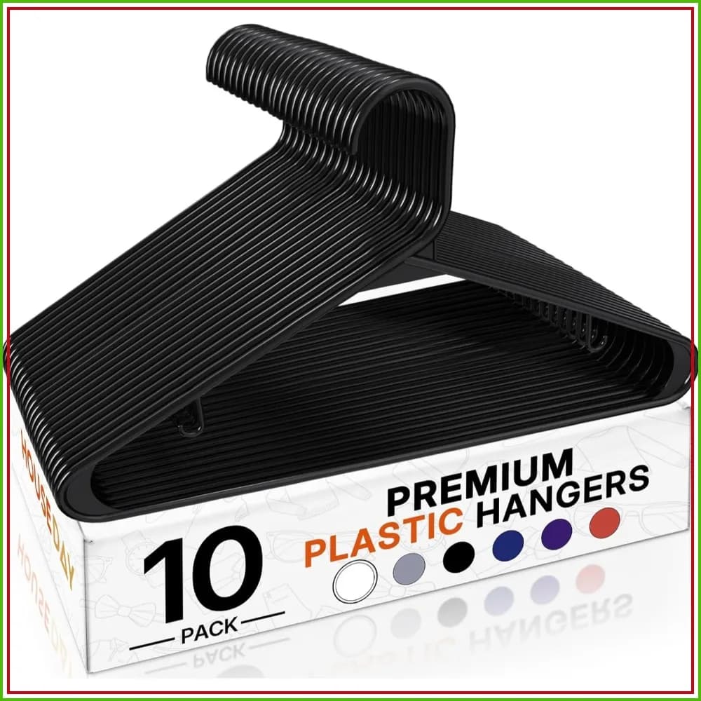 10 Pack Heavy Duty Plastic Hangers, Space Saving Clothes Hangers with Hooks for Shirts, Coats, Skirts, Dresses