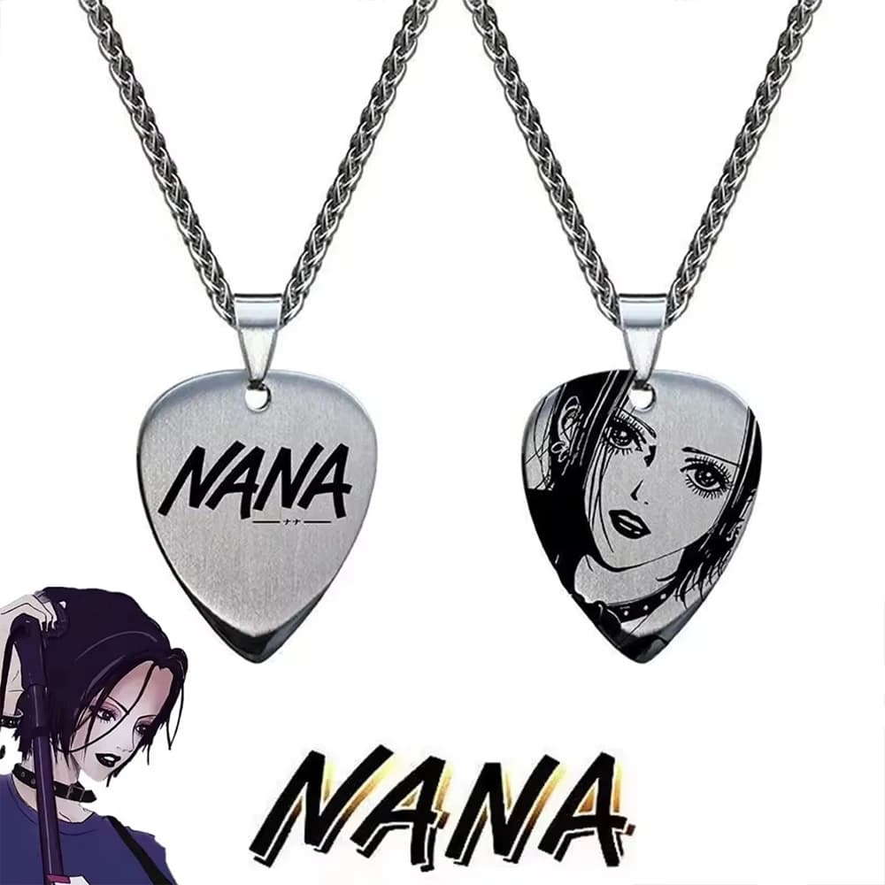 NANA Cosplay Anime Oosaki Nana Collana con ciondolo Punk Uomo Donna Catena in lega Girocollo Plettro per chitarra Accessori per gioielli Regalo per i fan