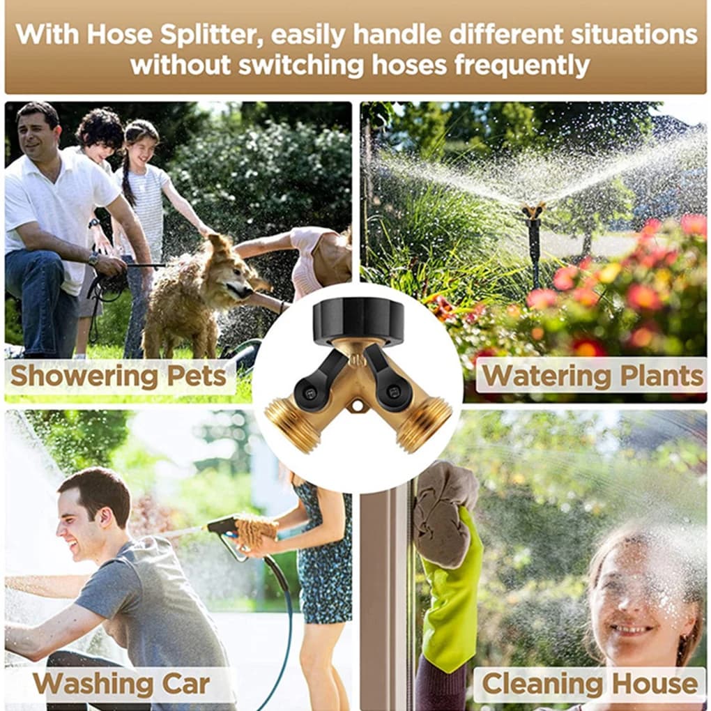 Nuovo splitter per tubo flessibile in ottone a 2 vie connettore per tubo da giardino filettatura 3/4 adattatore per rubinetto per tubo flessibile a forma di Y per fattoria all'aperto