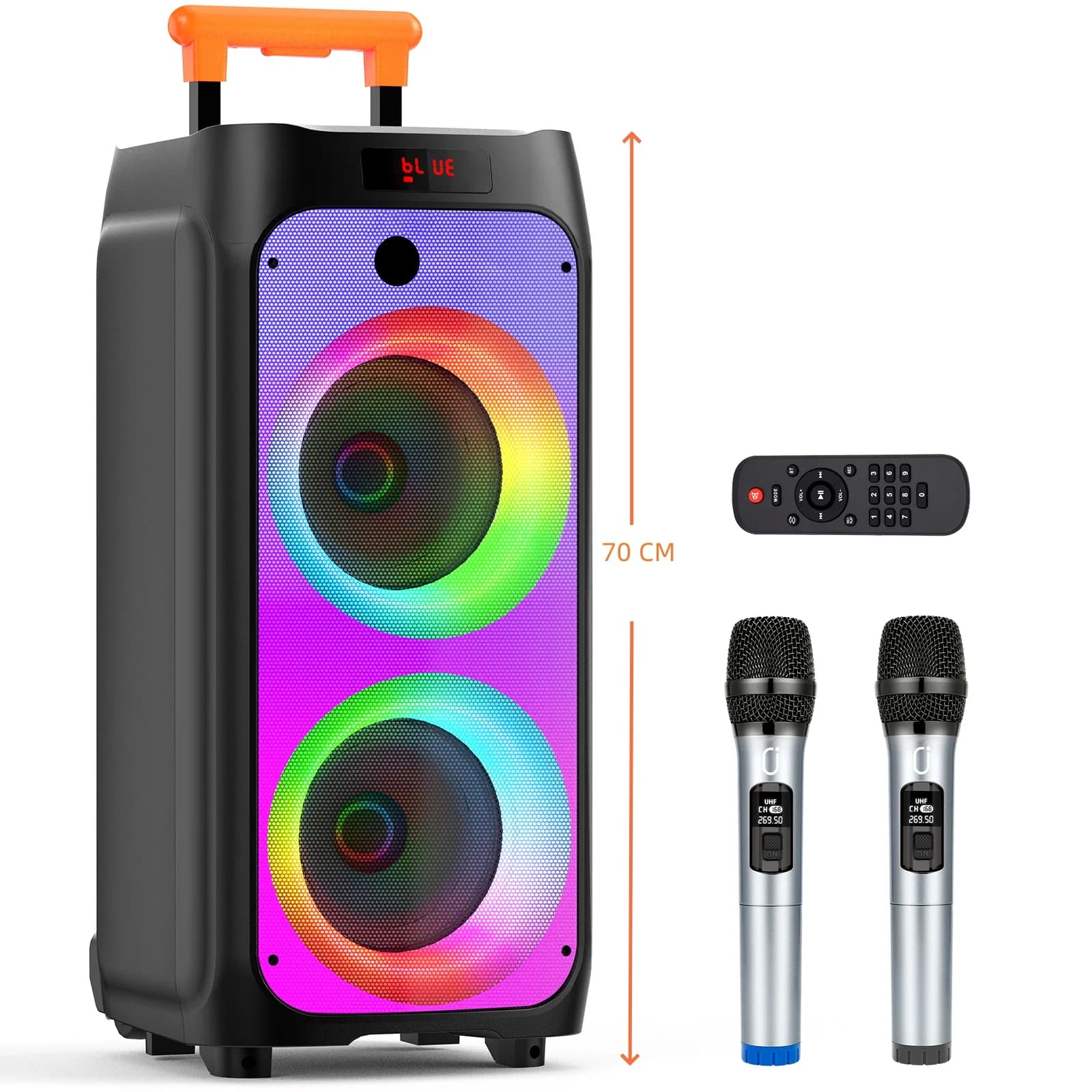 Karaoke Machine, Portable Bluetooth Speaker with 2 Wireless Karaoke Microphones, Karaoke Machine for Adults Kids for Home Party