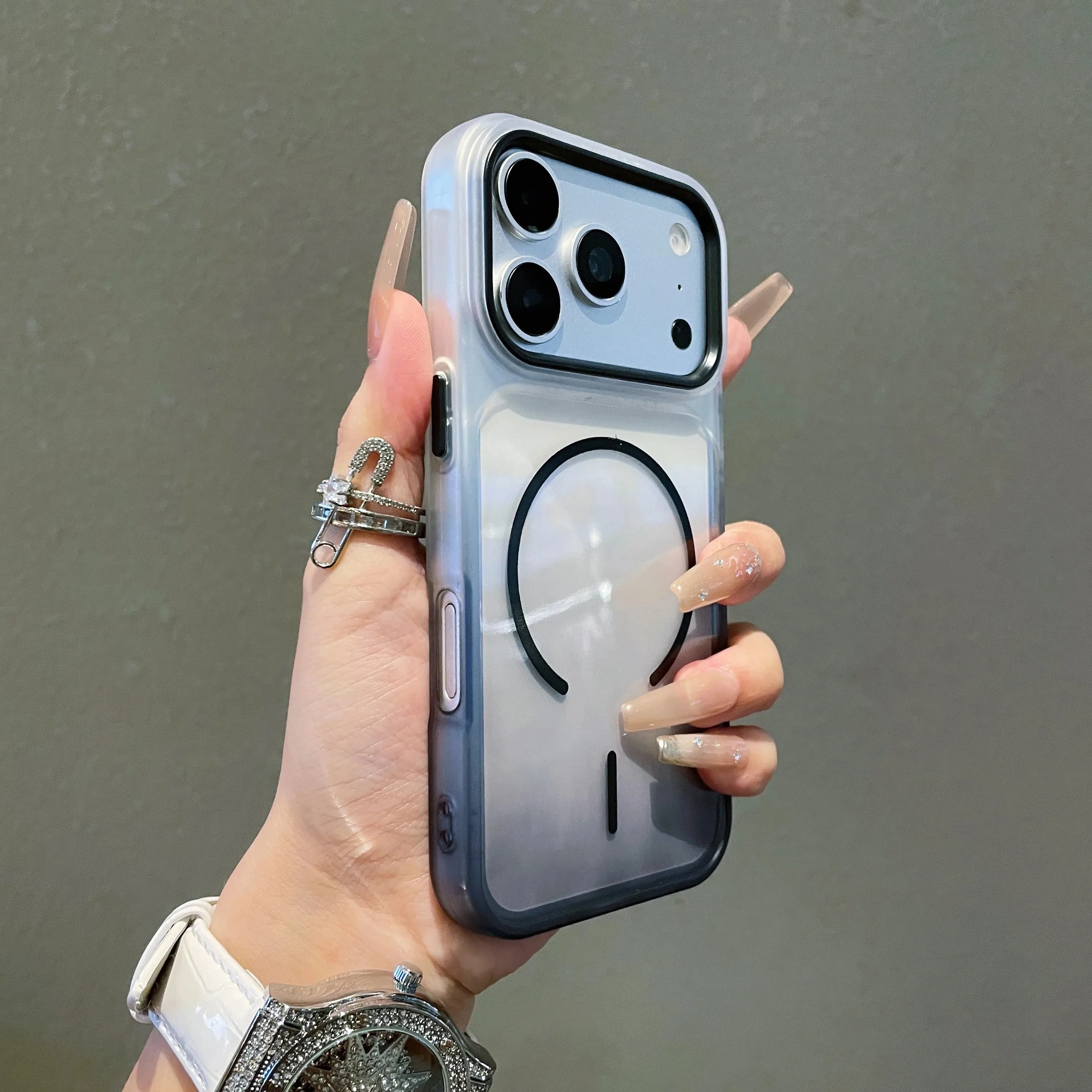Luxury soft shell gradient For Magsafe wireless charging shockproof Cover For iPhone 17Pro 17 18 Pro Max non-magnetic Phone Case