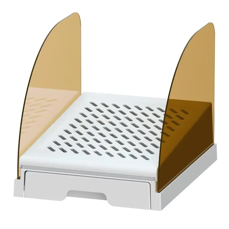 Anti Tracking Cat Litter Ramp With Drawer Baffles Adjustable Height Elevated Litter Box Step Stool Easy To Clean