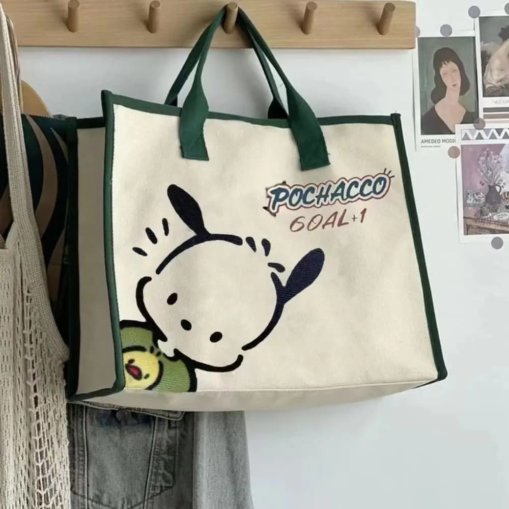 Shoulder bag in Tela Anime Sanrio Pochacco, Women's Fashion Bag, Cotton Shoulder Bag, Messenger Bag, Gift