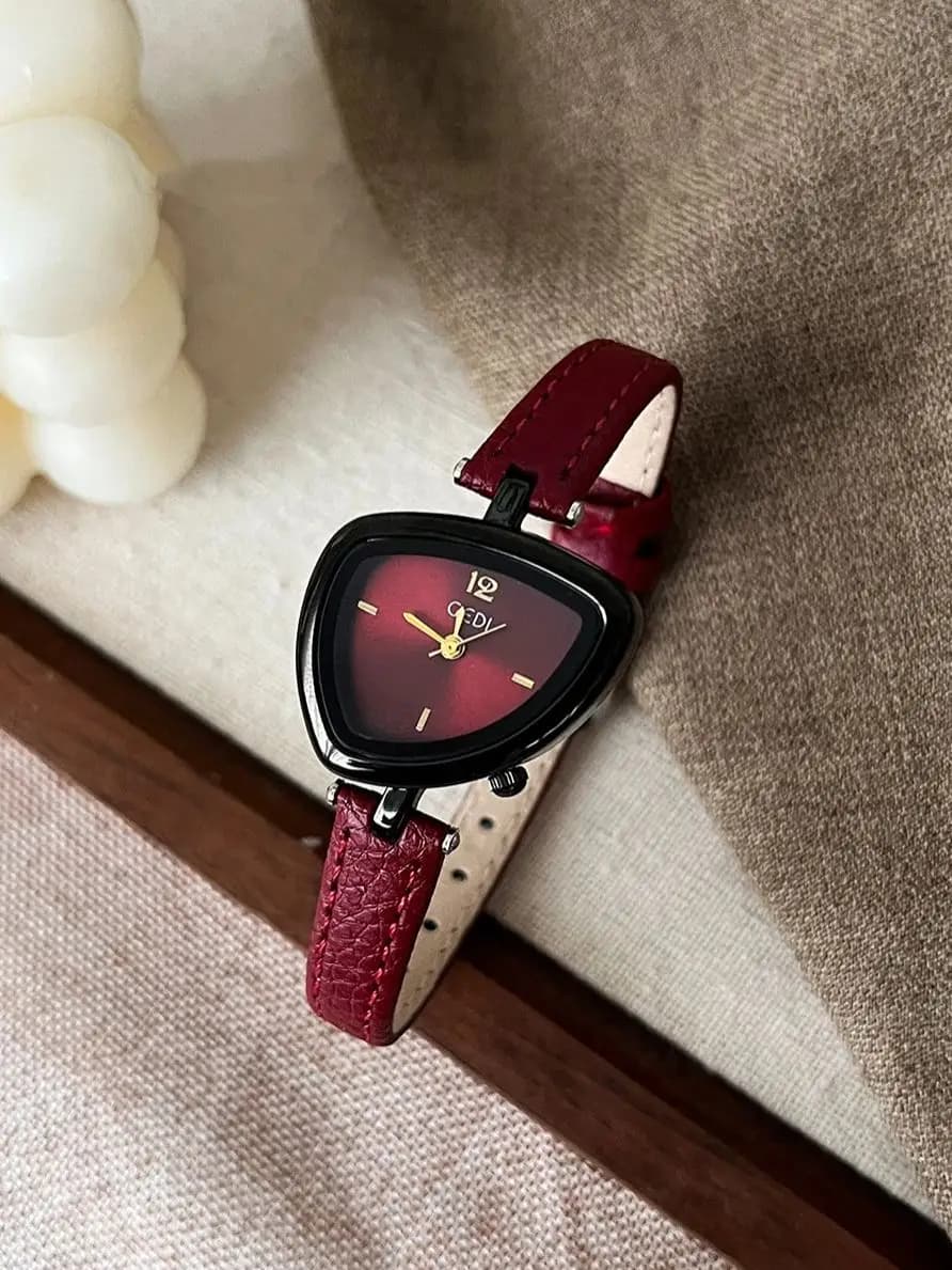 Orologi di Lusso da Donna con Quadrante Triangolare Irregolare e Cinturino in Pelle, Regalo per Donne, Cronografo da Polso
