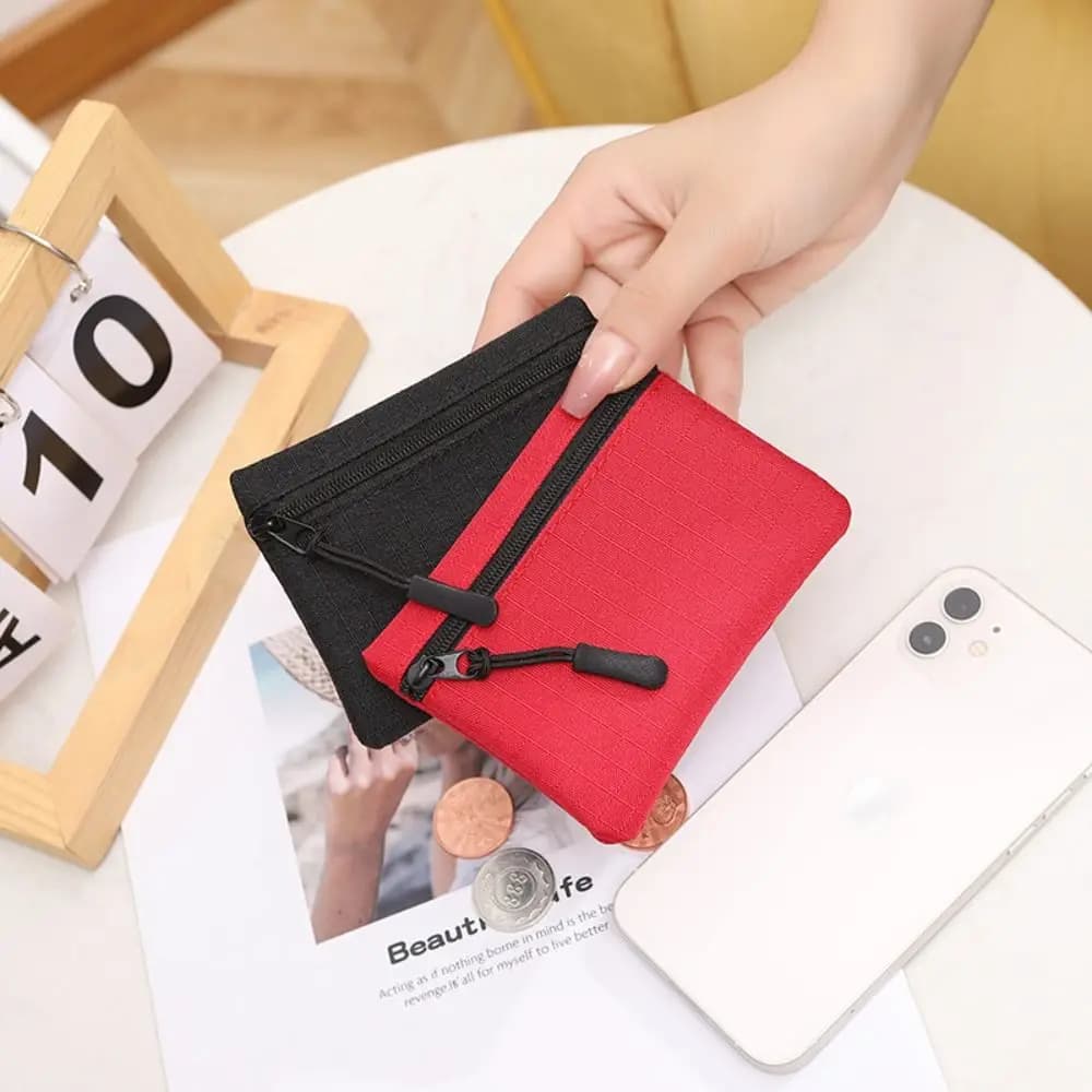 Unisex Solid Color Mini Coin Purse Zipper Kid Storage Pouch Small Wallet Canvas Coin Key Bag Women Men