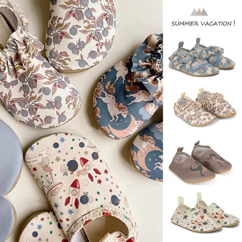 Beach Shoes for Children with Prints Cartoon Multi-Thematic Summer 2026, Design Resistant to Cuts, Shoes Snorkeling, Leather Delicate and Anti-Slip