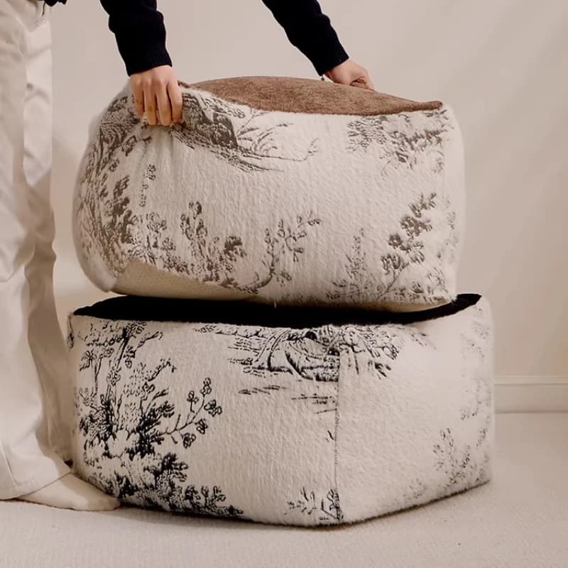 Wabi Sabi Square Floor Cushion Tatami Meditation Pillow Reading Bohemian Pouf Minimalist Accent Seat for Living Room & Bedroom