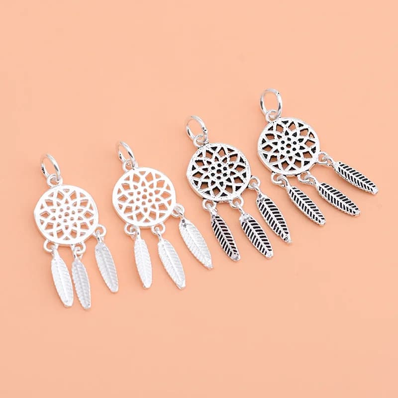 S925 Sterling silver DIY bracelet necklace accessories Korean fashion simple dream catcher pendant women