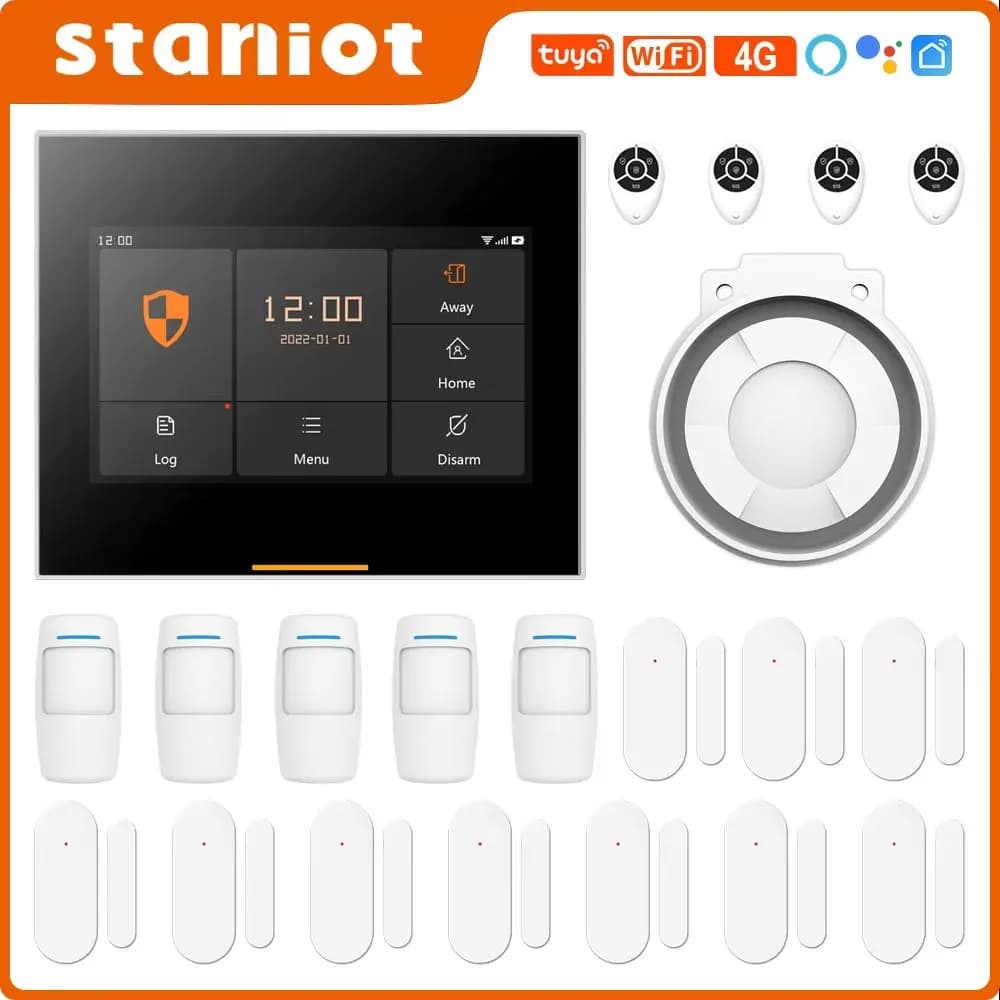 Sistema di Allarme Domestico Wireless Staniot 433MHz Wifi 4G per Garage e Residenze, Compatibile con App Tuya e Smartlife