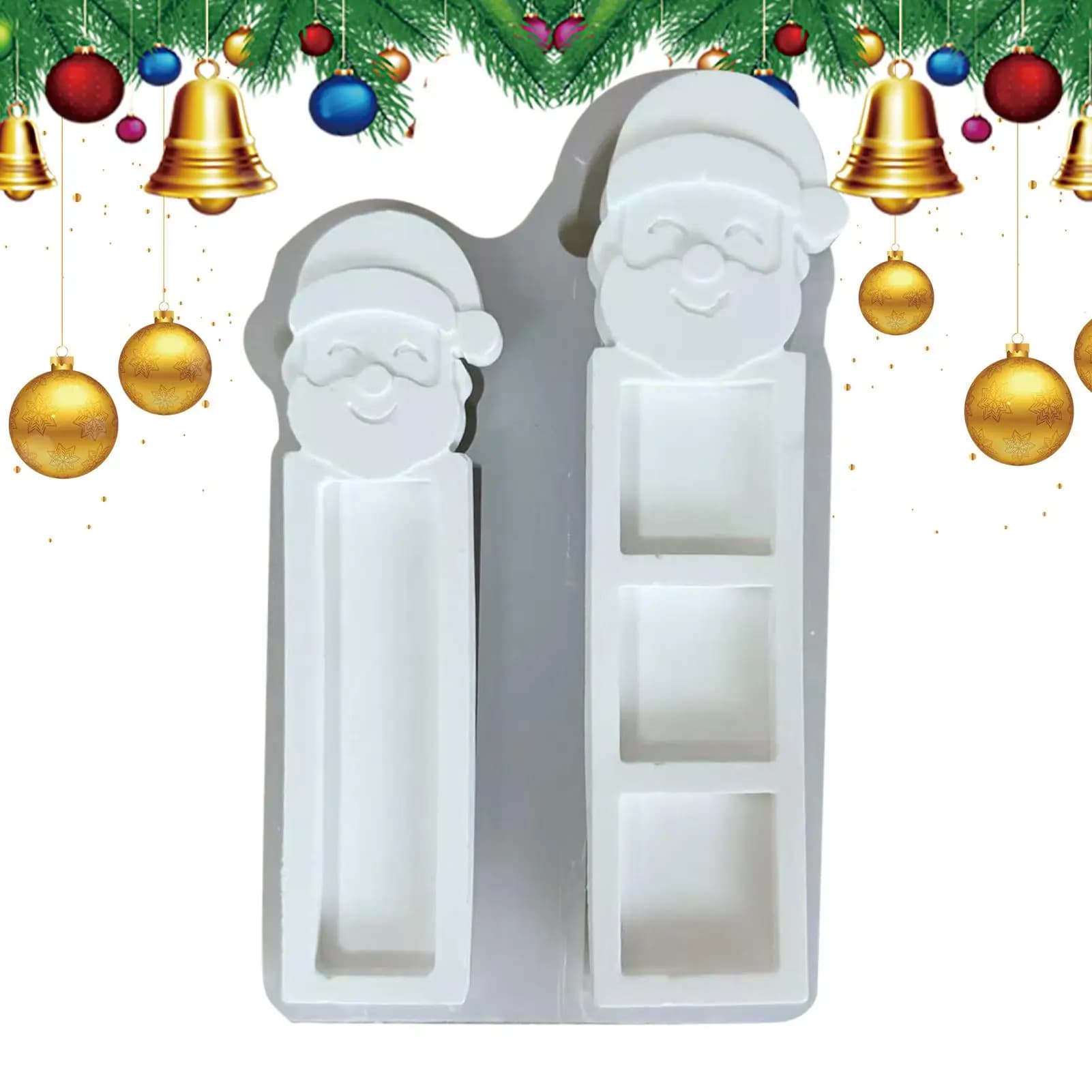 Stampi per sapone natalizio Stampi in silicone per le vacanze di design di Babbo Natale Simpatico supporto per stampi per riempire il ghiaccio Cucina di biscotti al cioccolato