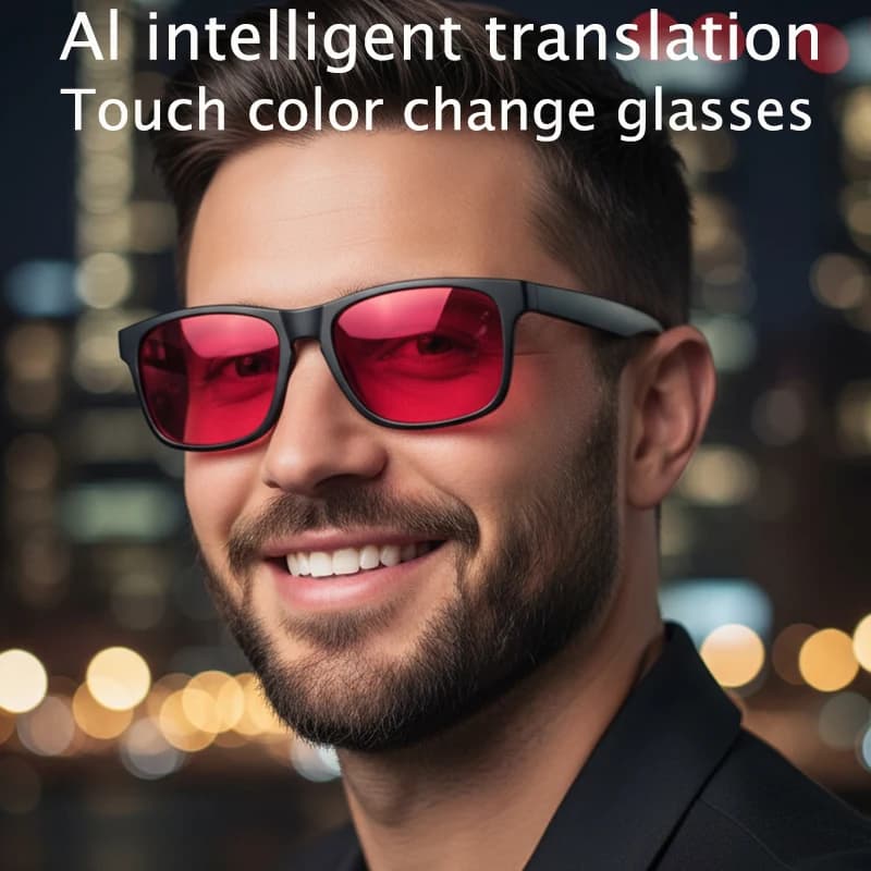 Touch Cambio colore automatico Oscuramento Bluetooth 5.4 Assistente vocale AI Traduzione intelligente Occhiali musicali Protezione UV400 da uomo