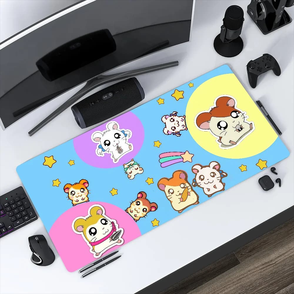 Tappetino per Mouse H-Hamtaro Antiscivolo Kawaii con Bordo Cucito, Grande e Spesso, per Ufficio, Studenti, Gaming, Anime, Scrittura