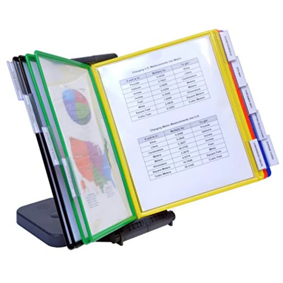 Organizzatore da Scrivania AdjustaView con 10 Tasche, Base Pesante Compatta e Tasche Facili da Riempire per Massima Stabilità in Colore