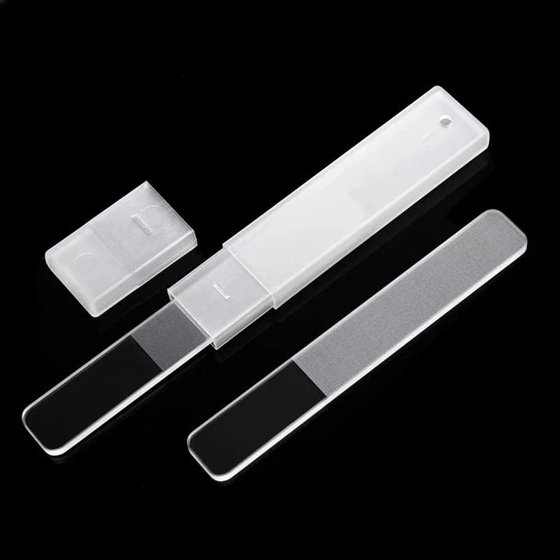 2/5 Pezzi Lime per Unghie in Vetro Trasparente con Scatola, Strumento per Levigatura, Lucidatura e Brillantizzazione, per Manicure