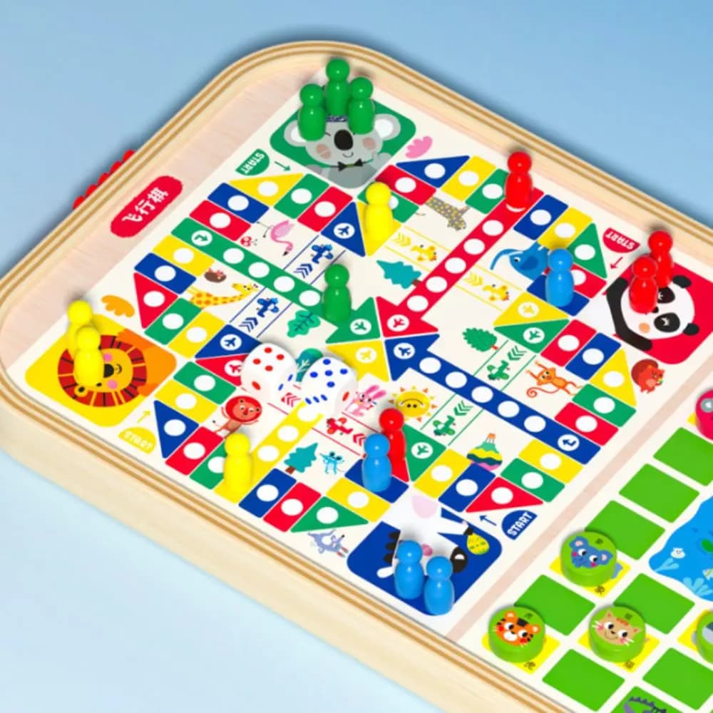 Nuovo gioco da tavolo da battaglia 5 in 1 Materiale in legno Genitore-unisex Interattivo Multi gioco Scacchi Classico rimbalzo Scacchi Attività familiari