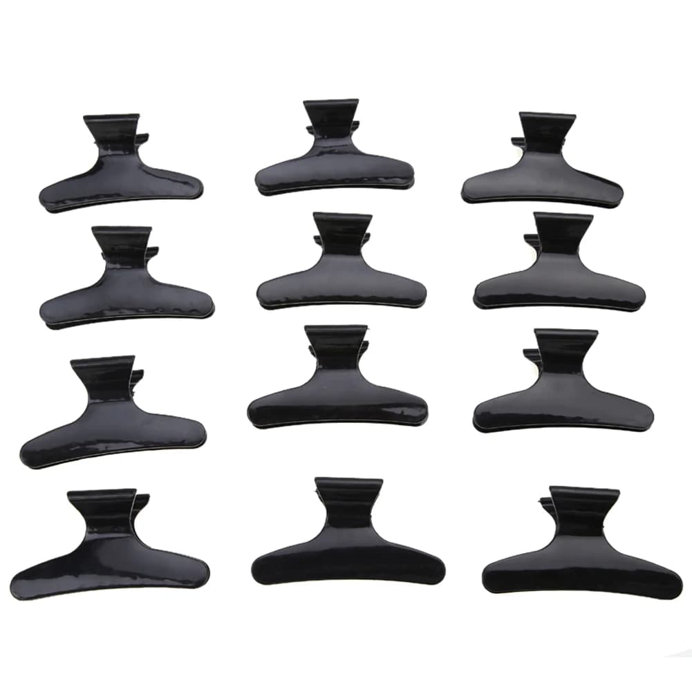 12 pezzi Clip per parrucchieri morsetto professionale a forma di farfalla per lo Styling dei capelli accessori per capelli neri strumenti per saloni