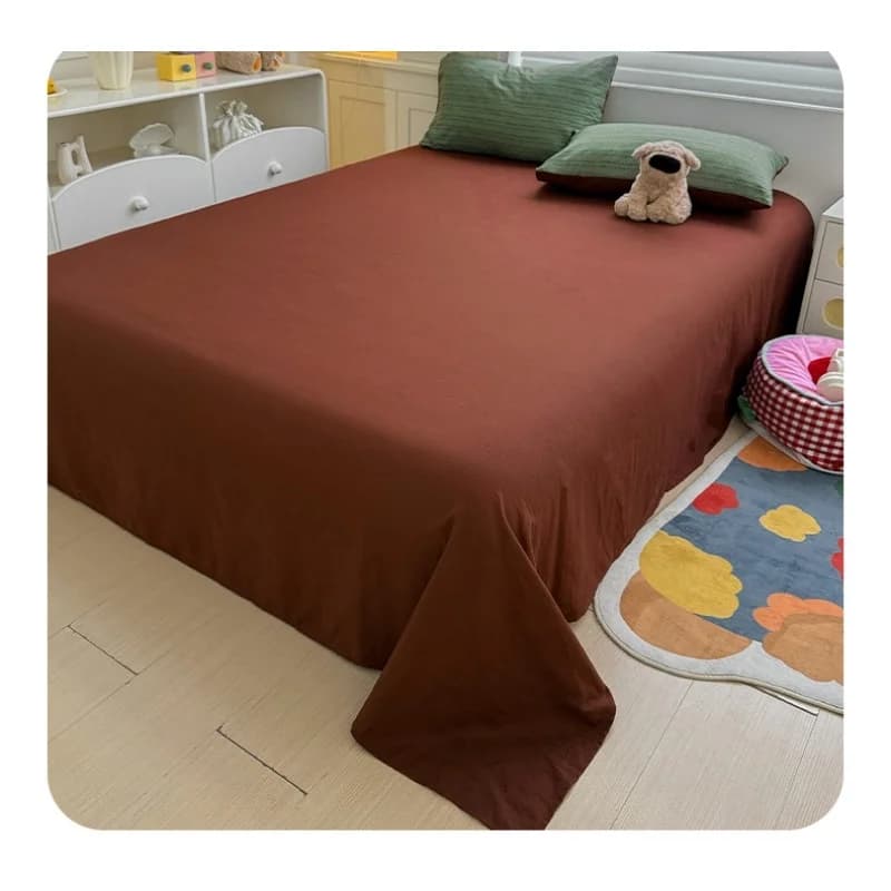 1 Pezzo Lenzuolo Piatto Rosso Scuro Traspirante in Fibra di Garza Lavata Antirughe 200*230cm per Casa, Dormitorio, Ospedale - Spedizione Diretta
