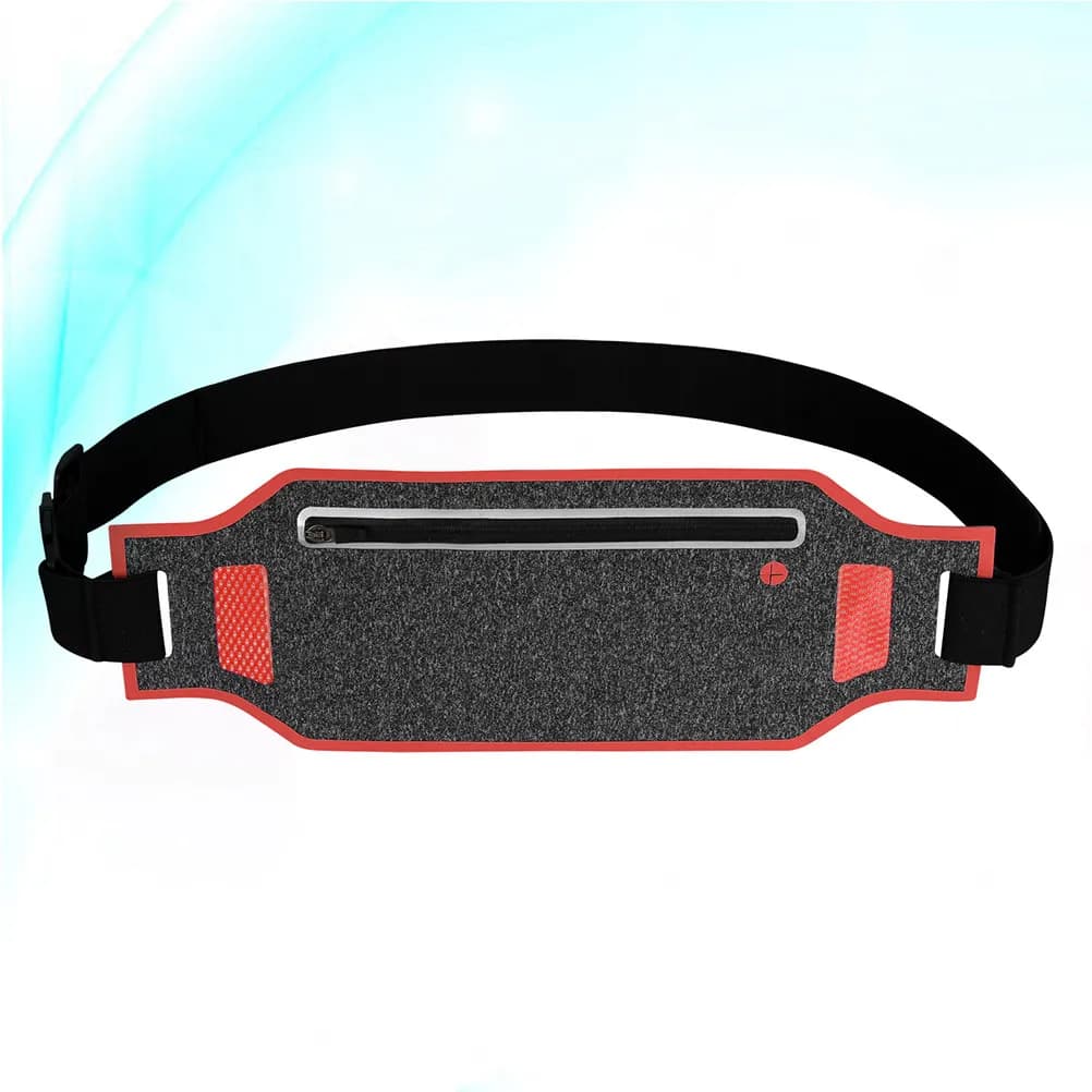 Ultra-Slim Sporty Waist Bag Adjustable for Running, Fitness, Hiking, Travel, Man and Woman, Red and Black