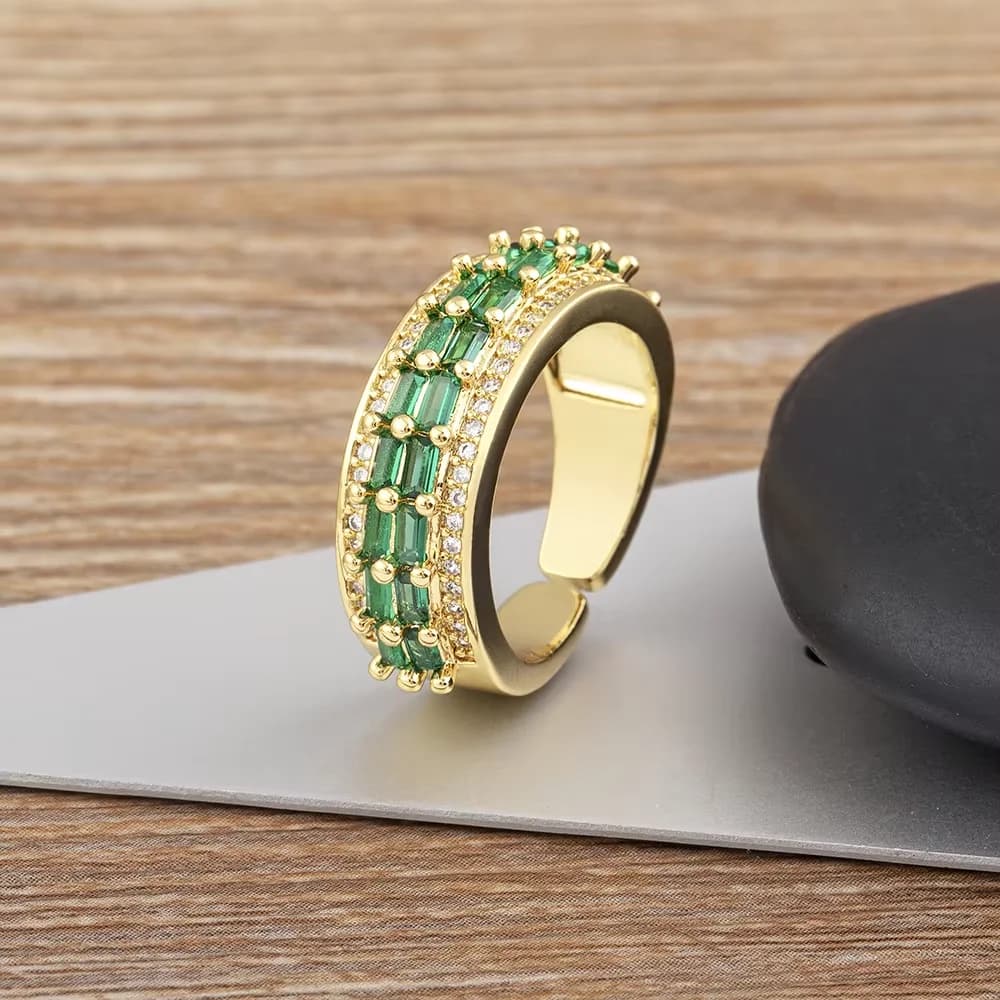Anelli Regolabili di Lusso alla Moda con 6 Colori di Strass, Gioielli in Rame con Cristalli CZ per Donne, Bellissimo Regalo per Innamorati