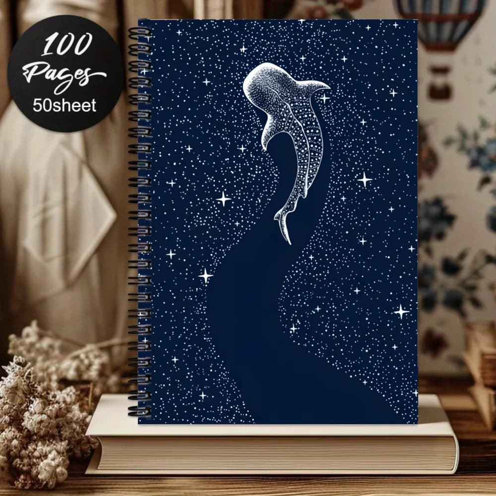 New Hot Cross-border A5 Starry Whale Spiral Notebook, Sketchbook, Diary & Notepad