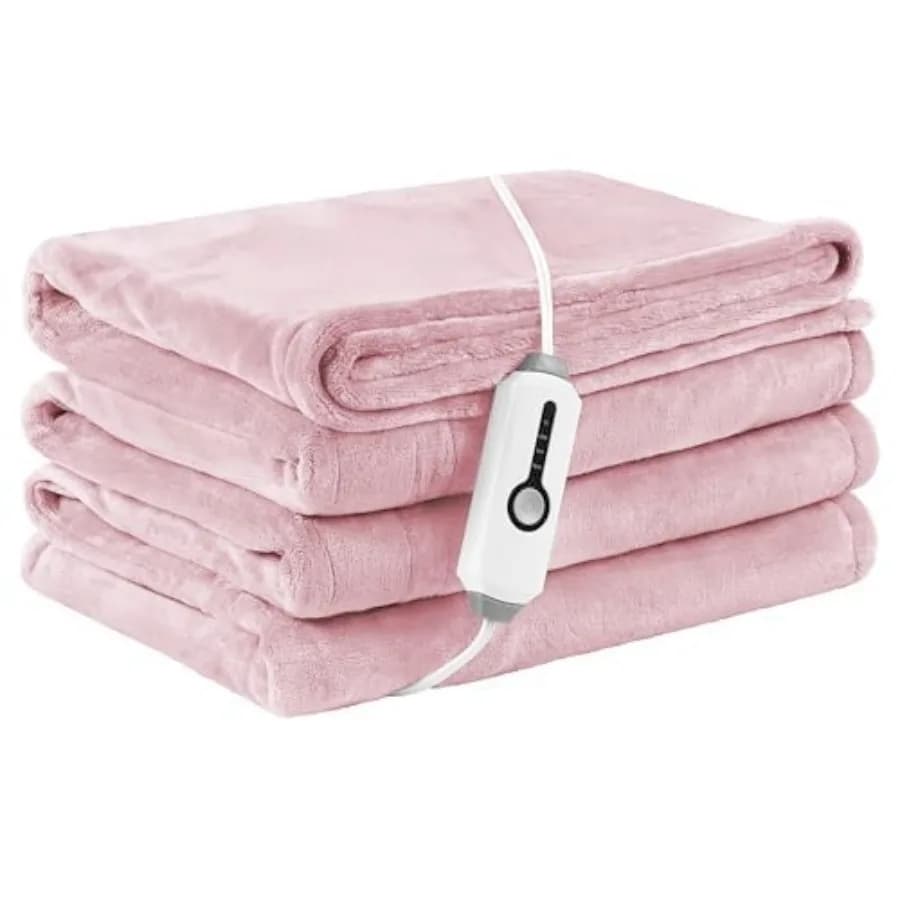 Coperta Elettrica Riscaldata Misura Grande 183x213 cm, Traspirante e Lussuosa in Flanella Morbida e Calda, Regalo con Protezione dal Surriscaldamento, 4 Livelli di Riscaldamento