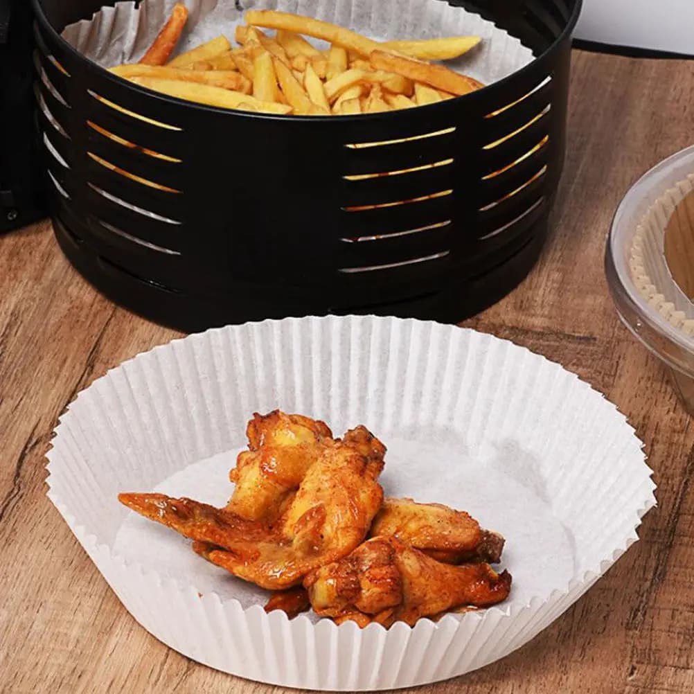 50 Sheets Premium Non-Stick Air Fryer Baking Paper Pads High-Temp Resistant Waterproof Greaseproof Roast Paper for Oven Grill