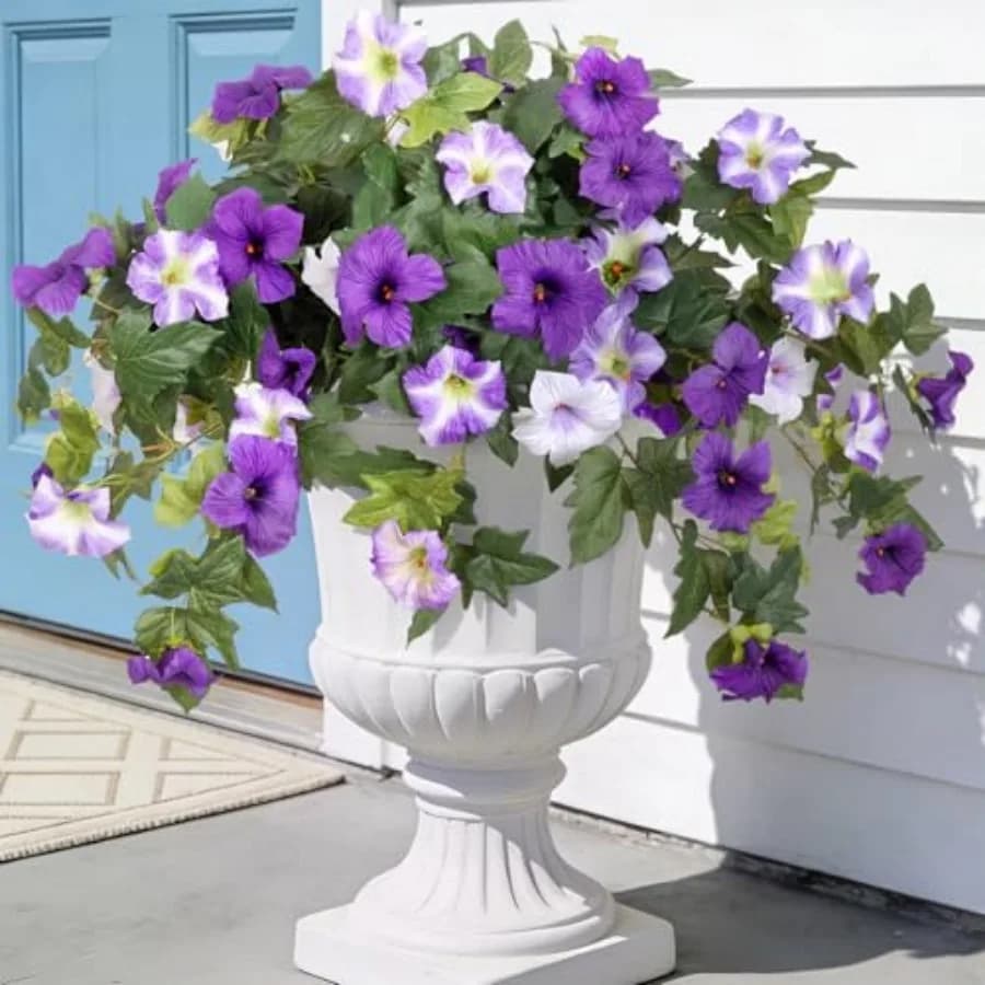 Fiori Artificiali e Piante Finte per Decorazioni Esterne, Petunie in Seta Resistenti ai Raggi UV, Non Sbiadiscono, per Casa, Giardino e Esterni
