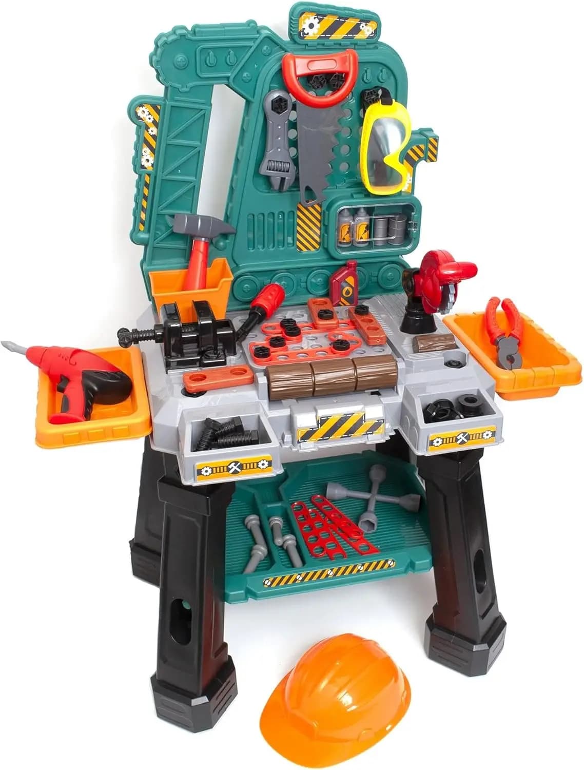 Set of construction tools for children with 80 pieces, helmet and protective glasses, for children from 3 years on, multicolor