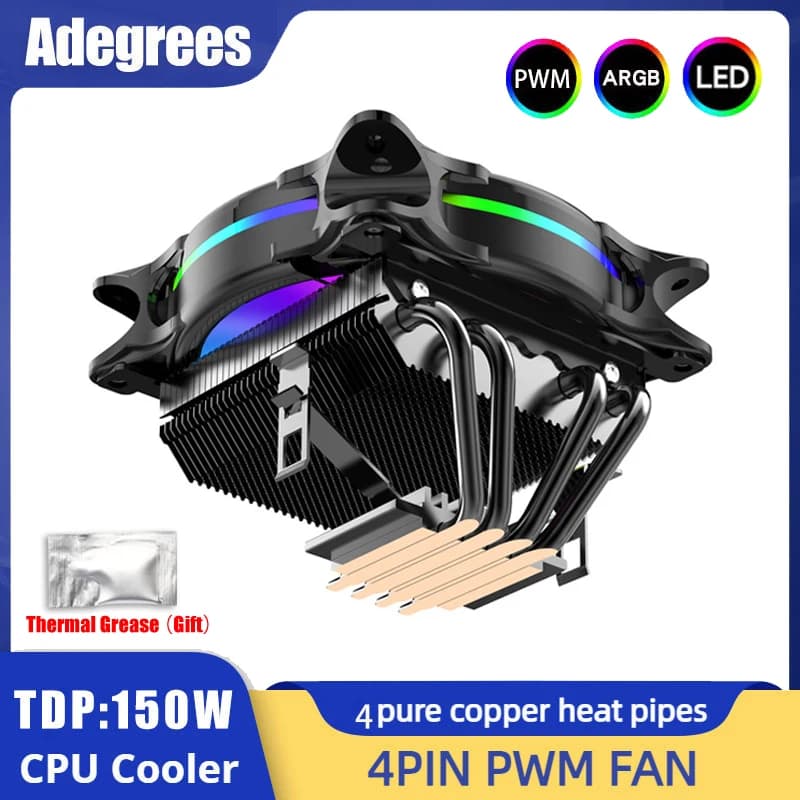 4 Heatpipes CPU Cooler 120MM PWM 4PIN ARGB Ventola CPU per LGA Intel 1366 1155 1150 1151 1200 1700 2011 X79 X99 AMD AM3 AM4